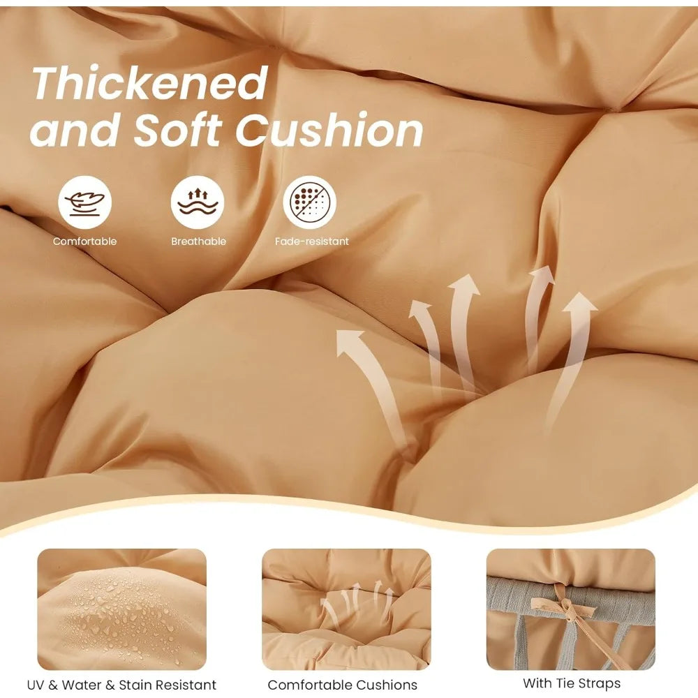 Outdoor Porch Swing With Adjustable Canopy Cushions