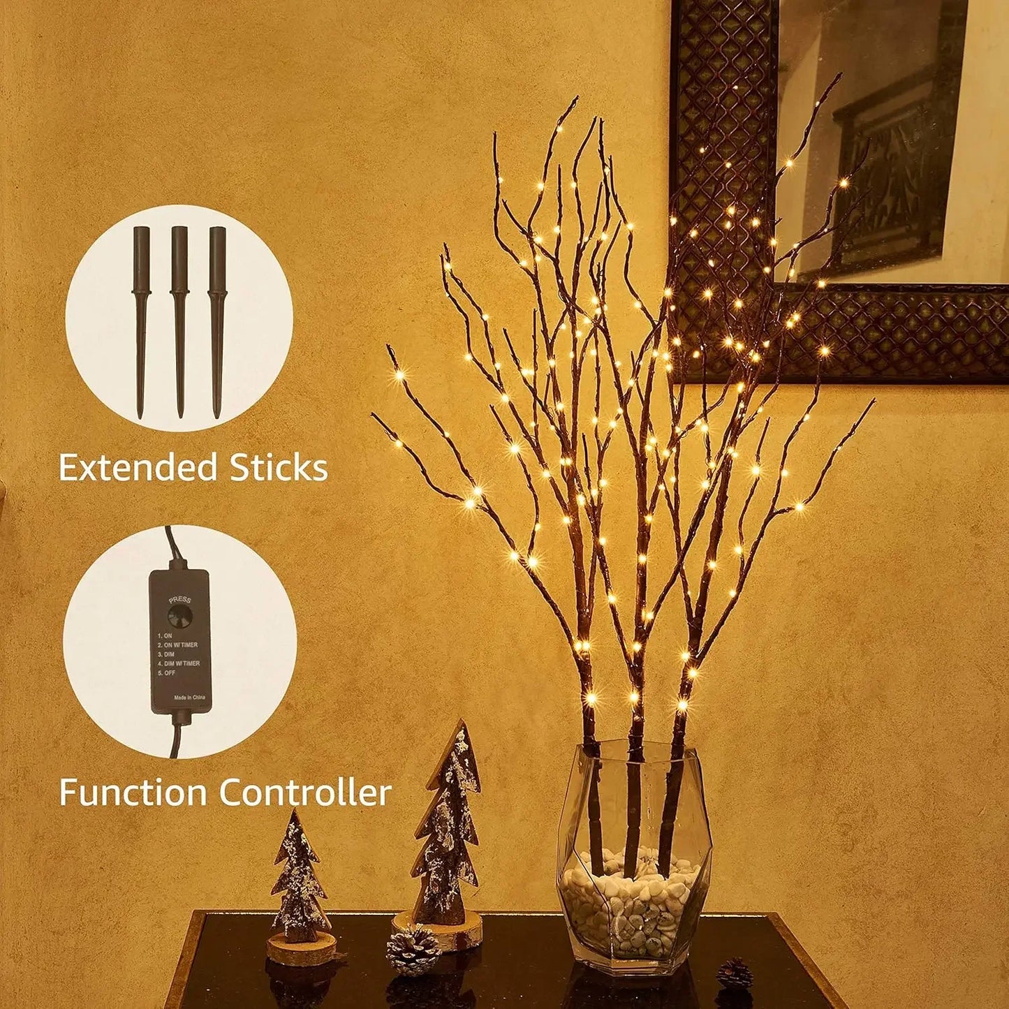 Lighted Willow Branch With Fairy Lights For Christmas Decor