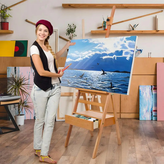 Floor Standing H Frame Easel With Drawer Height Adjustable