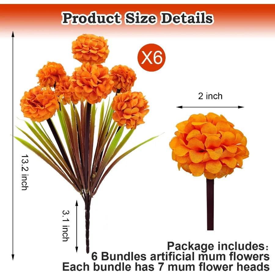 Artificial Chrysanthemum Mums Silk Flowers Outdoor UV Resistant