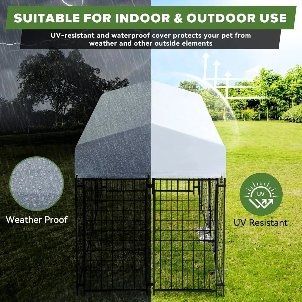 HUANZHUANG Outdoor Dog Kennel Heavy Duty Welded Wire Lock