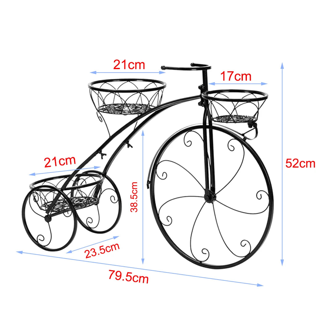 3 Tier Wrought Iron Bicycle Plant Stand Tricycle Planter