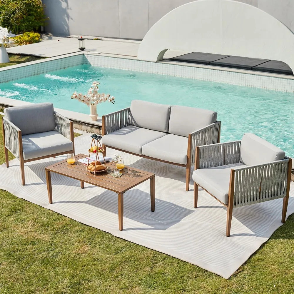 HUANZHUANG Outdoor Patio Deep Seating Sofa Group Set