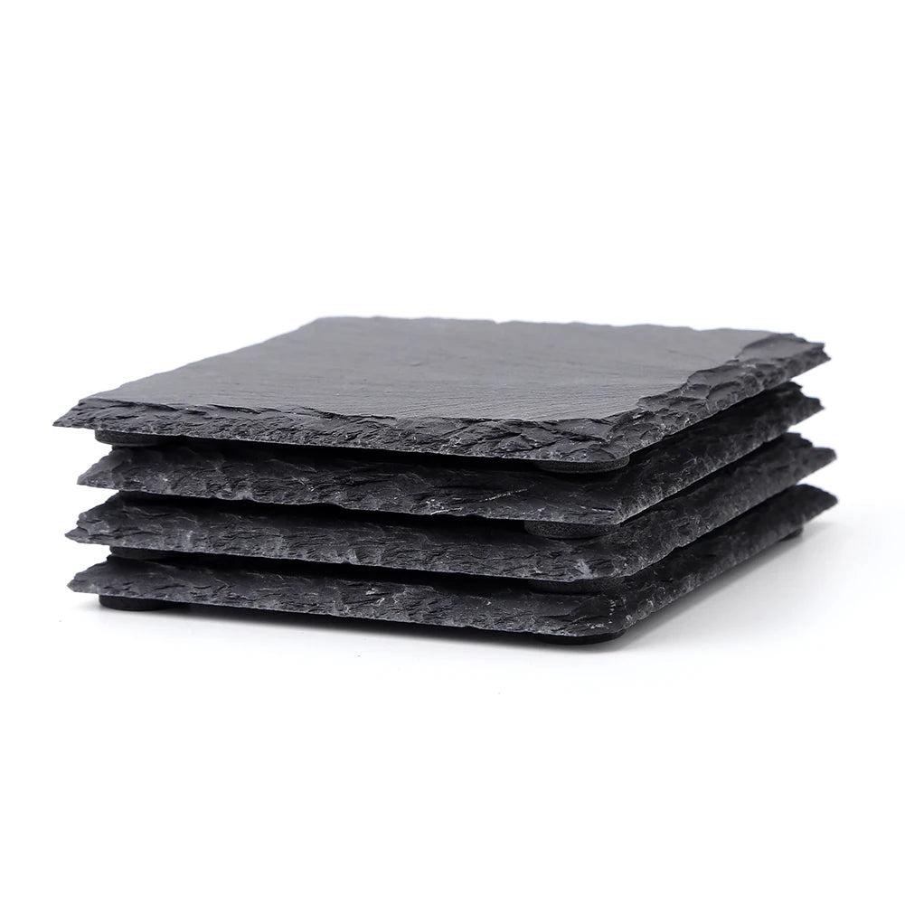 Slate Cup Coaster Mats 4Pcs Eco Friendly Antiskid Square