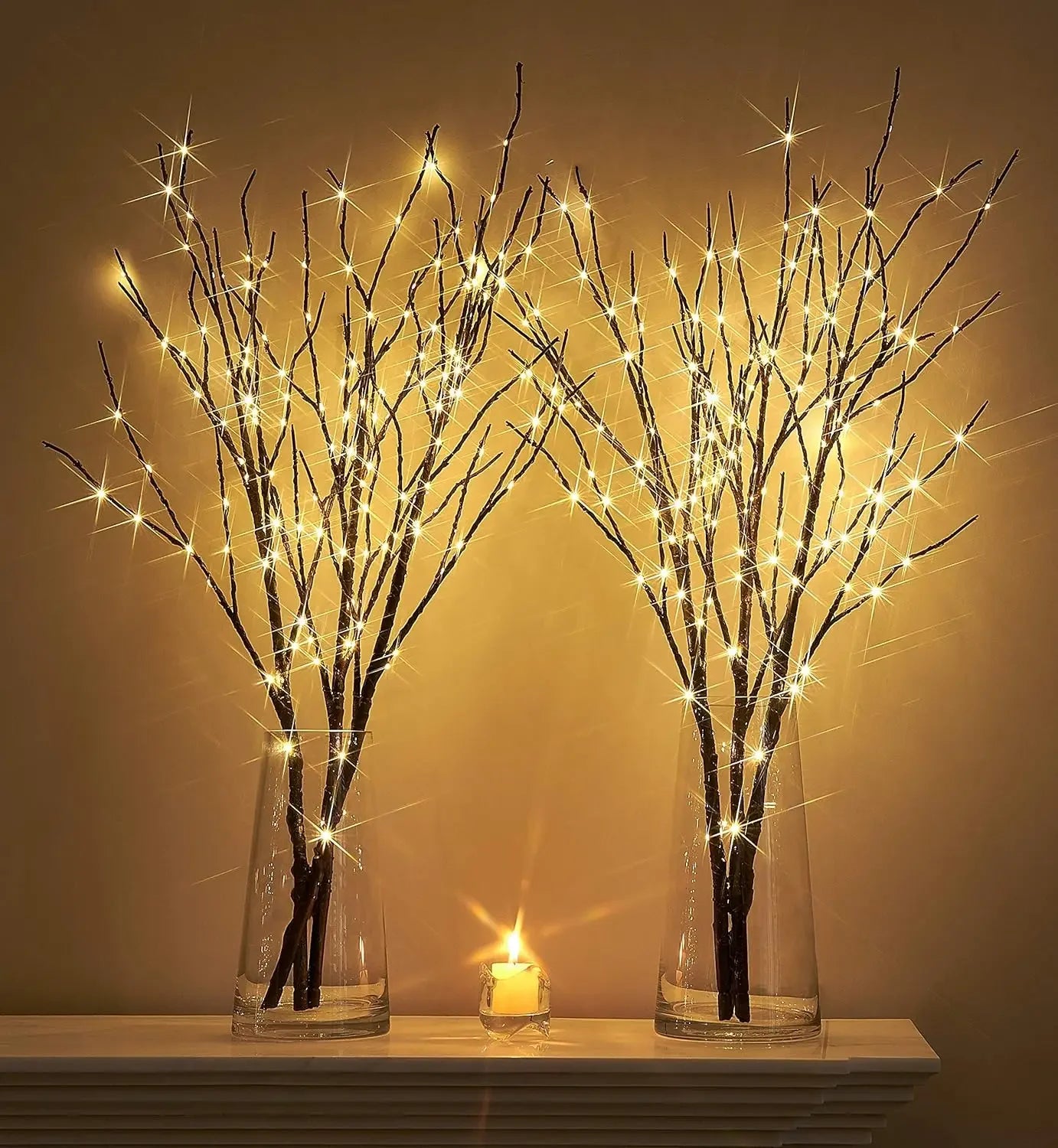 Lighted Willow Branch With Fairy Lights For Christmas Decor