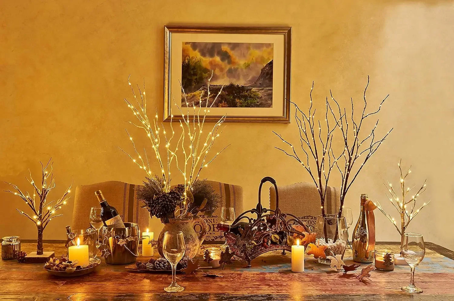 Lighted Willow Branch With Fairy Lights For Christmas Decor