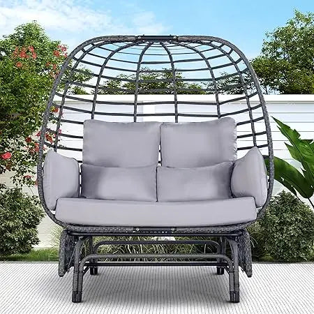 Ticify Outdoor Double Egg Chair With Steel Stand For Two