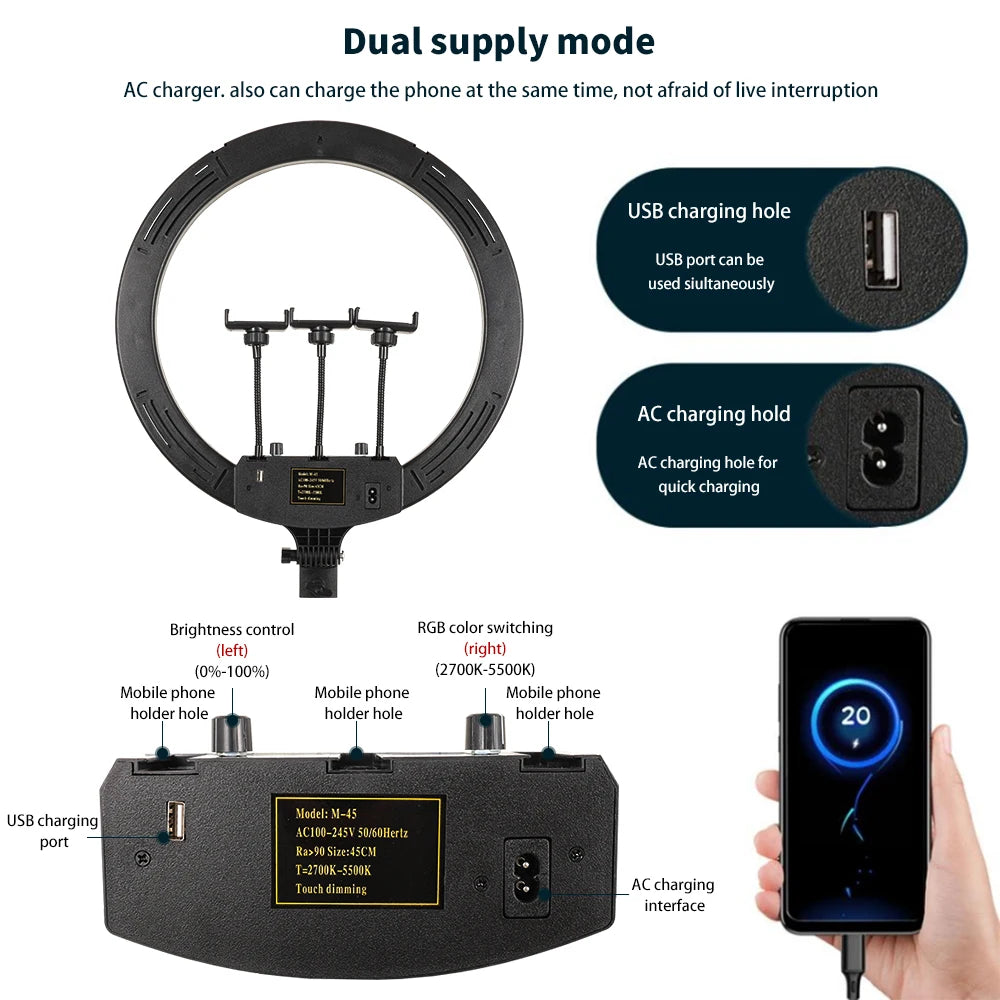Selfie Ring Light Kit LED With Remote And Tripod Stand